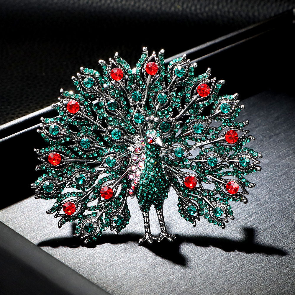 Peacock Rhinestone Brooch PA4582