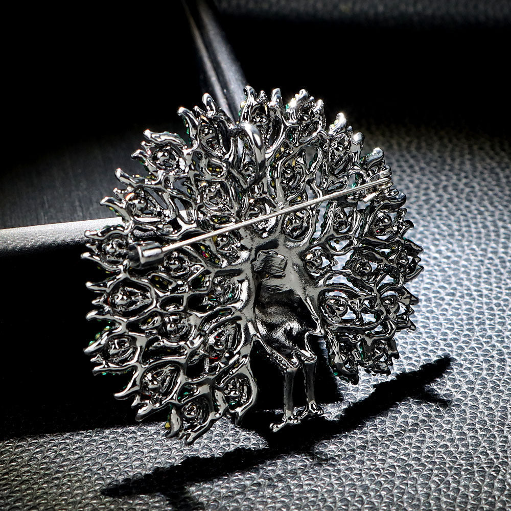 Peacock Rhinestone Brooch PA4582