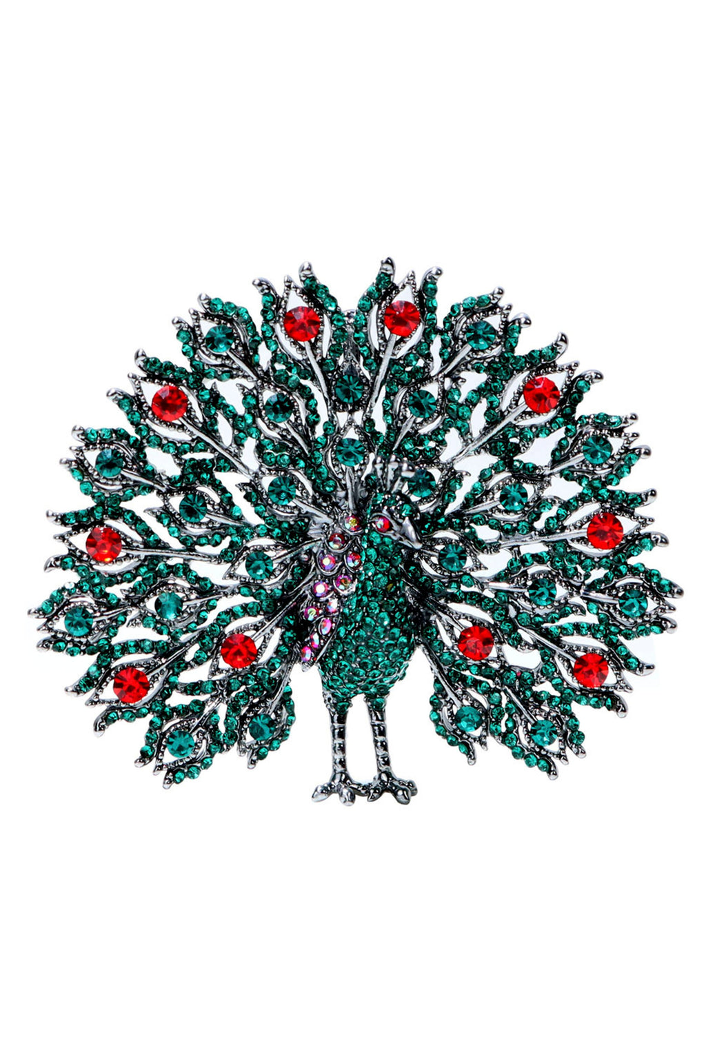 Peacock Rhinestone Brooch PA4582