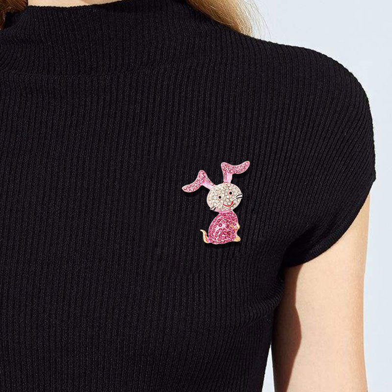 Rabbit Bunny Rhinestone Brooch PA4592