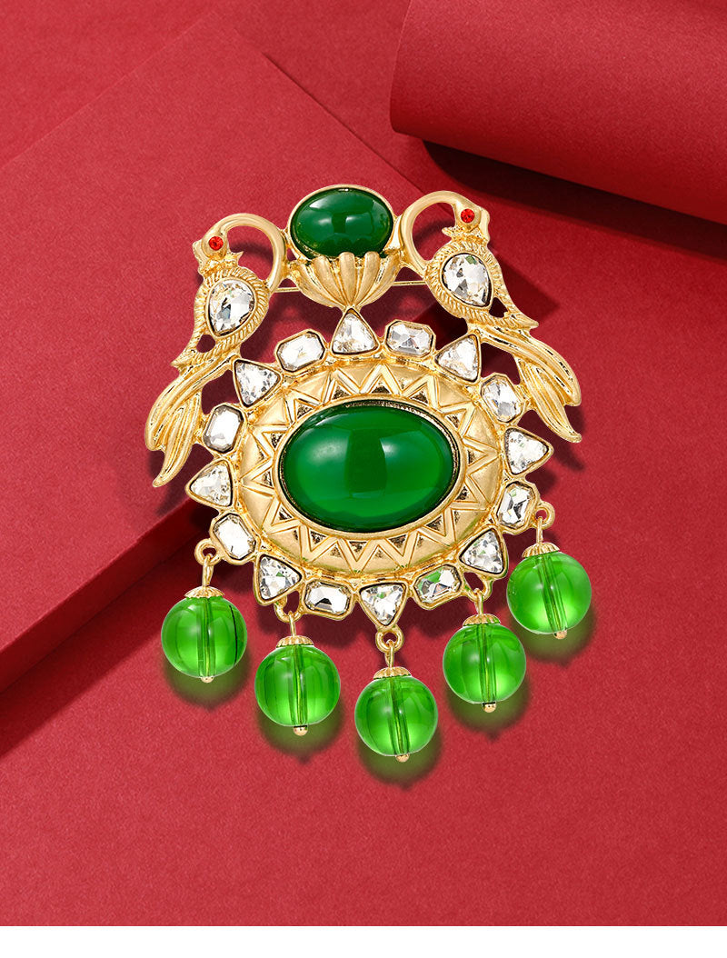 Peacock Tassel Rhinestone Brooch PA4619