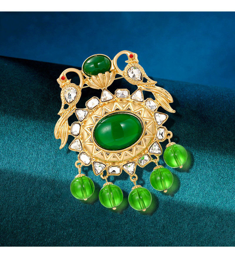 Peacock Tassel Rhinestone Brooch PA4619