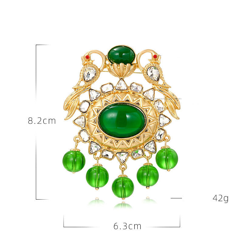 Peacock Tassel Rhinestone Brooch PA4619