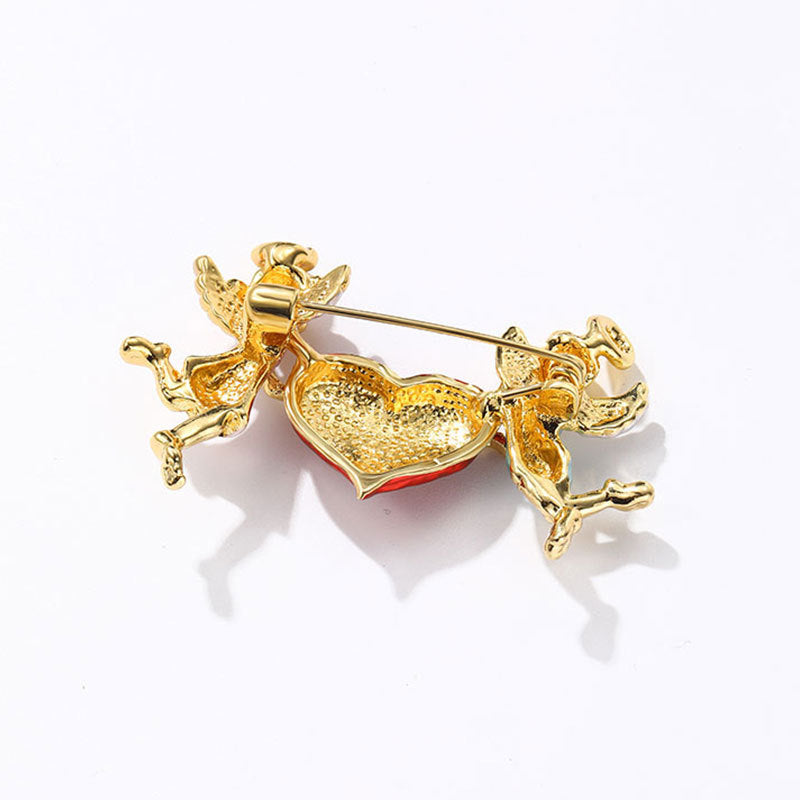 Heart Angel Rhinestone Brooch PA4691