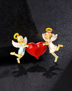 Heart Angel Rhinestone Brooch PA4691