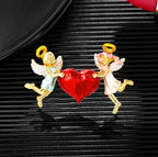 Heart Angel Rhinestone Brooch PA4691