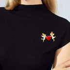 Heart Angel Rhinestone Brooch PA4691
