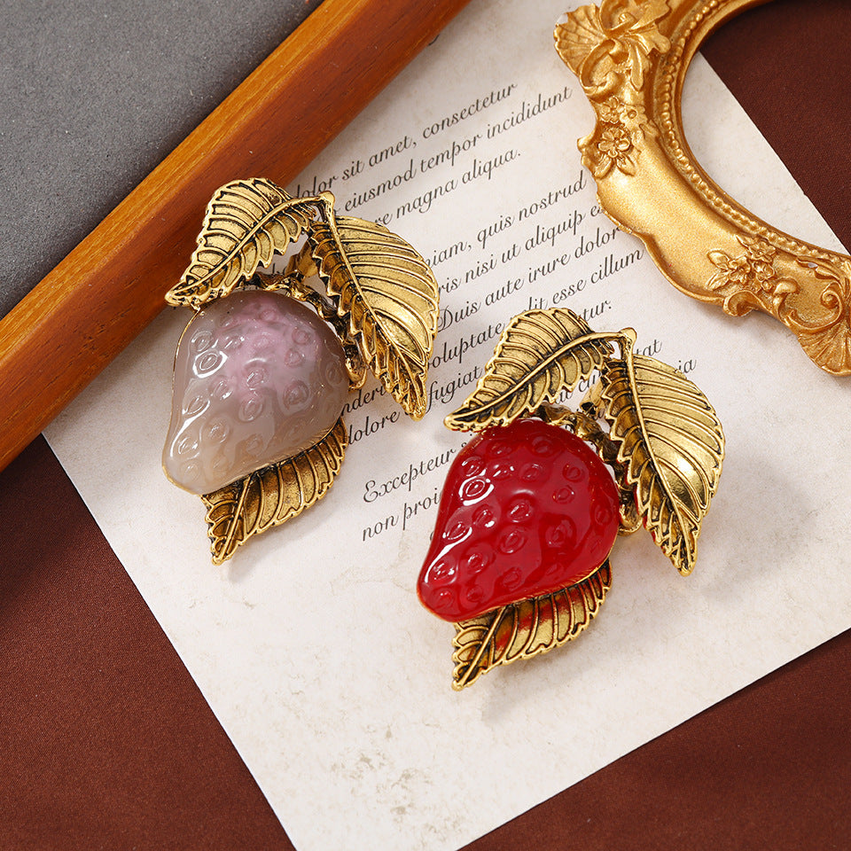 Strawberry Alloy Brooch PA4713 - view 6