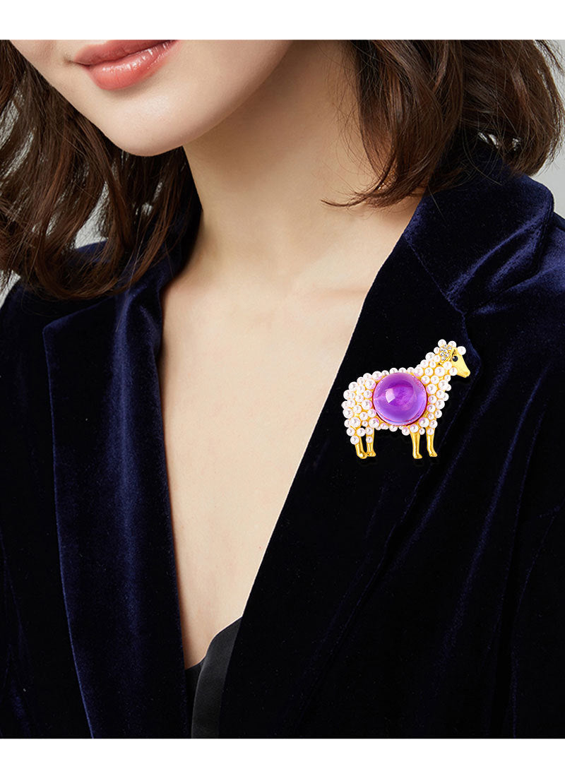 Sheep Pearl Alloy Brooch PA4721