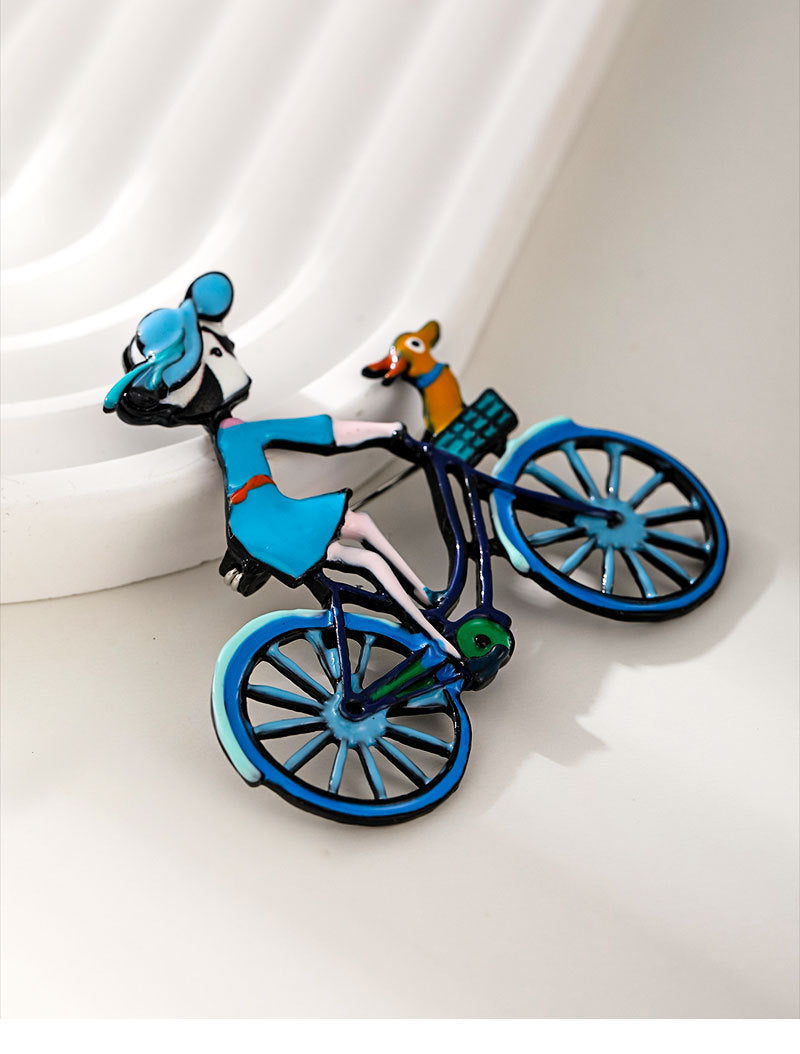 Bicycle Girl Alloy Brooch PA4880