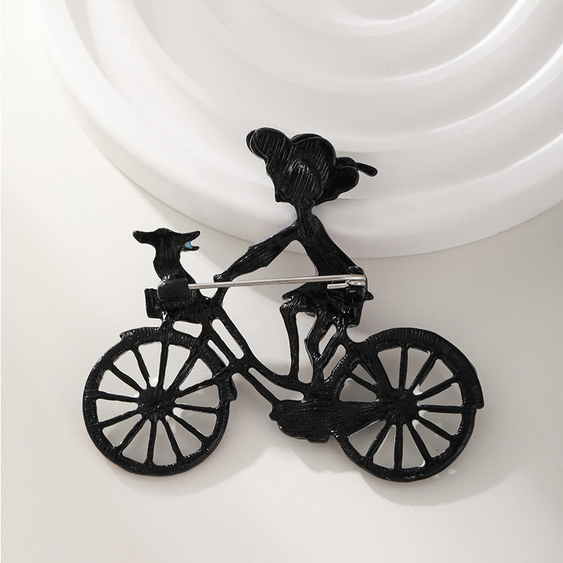 Bicycle Girl Alloy Brooch PA4880