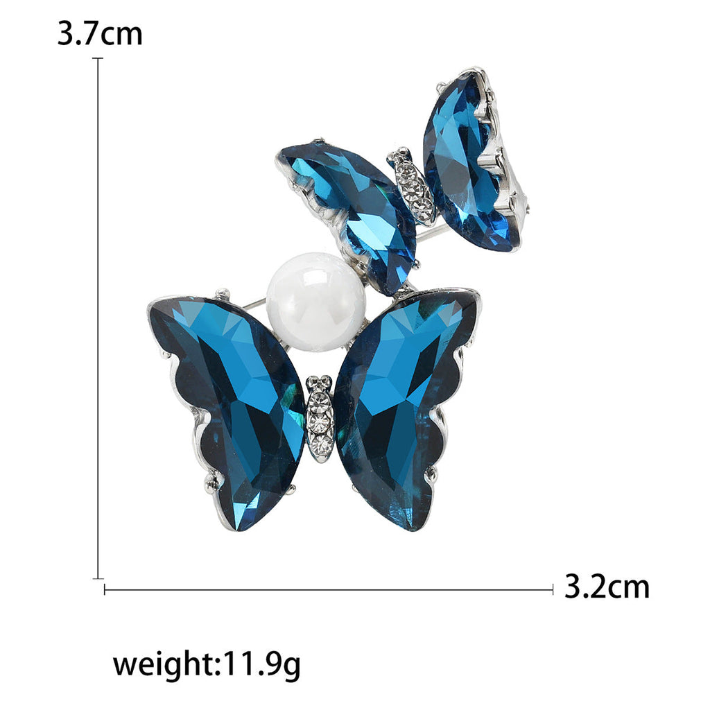 Two Butterfly Rhinestone Brooch PA4912