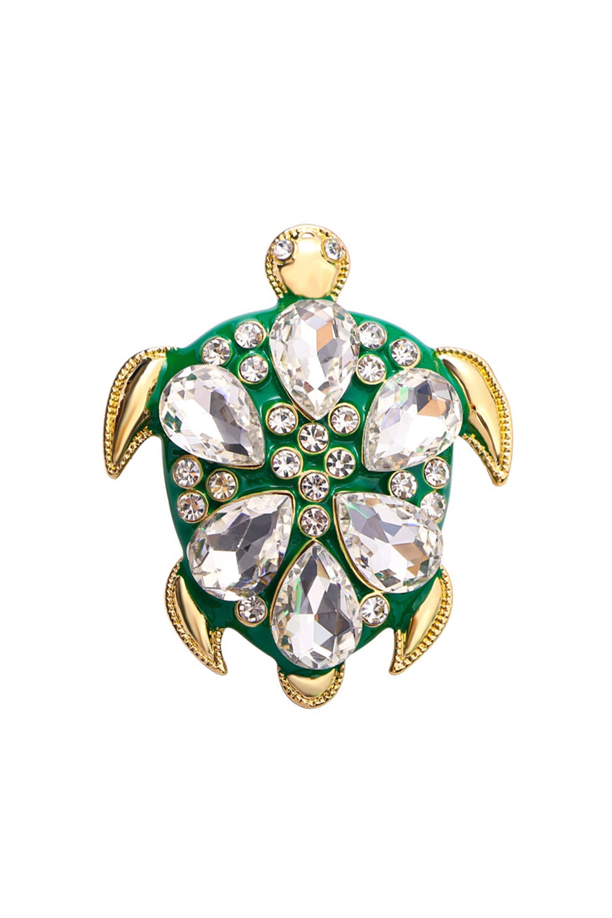 Turtle Rhinestone Brooch PA4919 - view 2