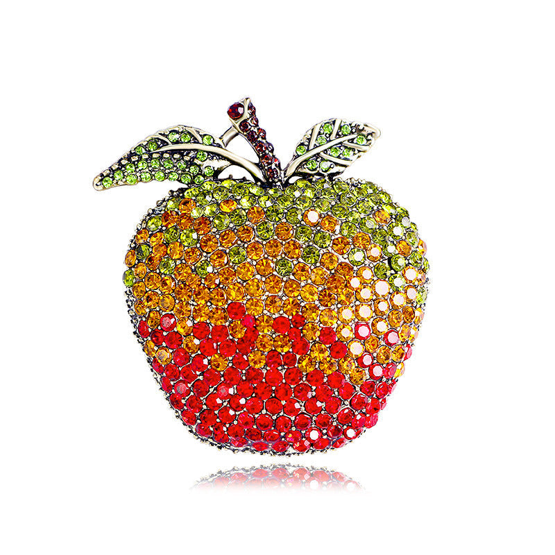 Apple Rhinestone Brooch PA4923