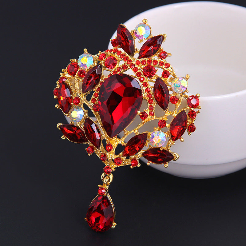 Crown Teardrop Rhinestone Brooch PA5198 - view 18