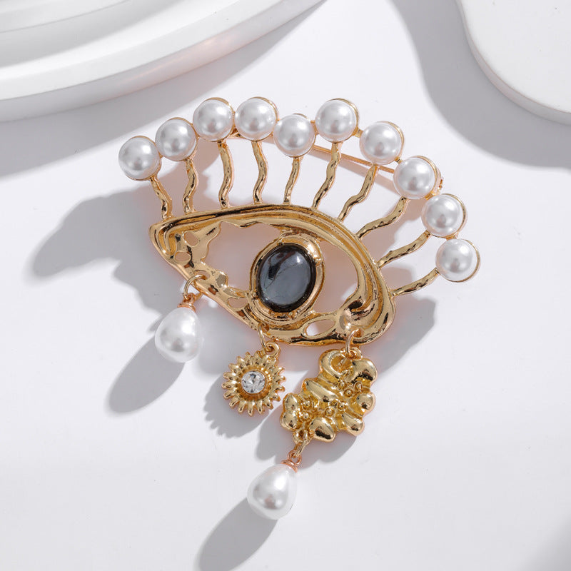 Pearl Evil Eye Alloy Brooch PA5228 - view 3