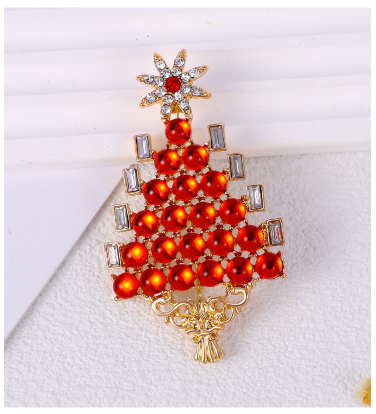 Christmas Tree Rhinestone Brooch PA5258