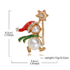 Christmas Pearl Snowman Brooch PA5266 - view 2
