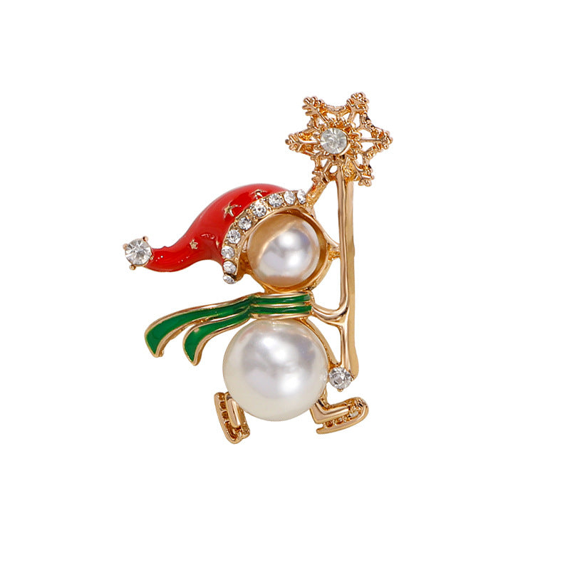 Christmas Pearl Snowman Brooch PA5266
