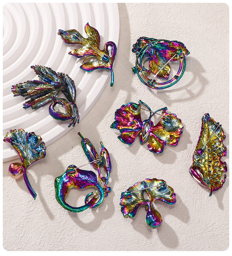 Botanical Flower Rhinestone Brooch PA5274 - view 4
