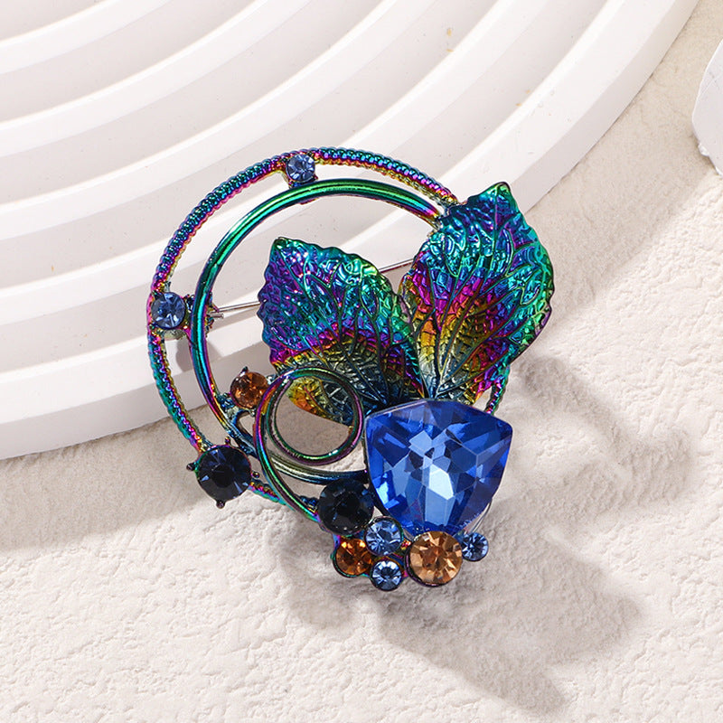 Botanical Flower Rhinestone Brooch PA5274 - view 3