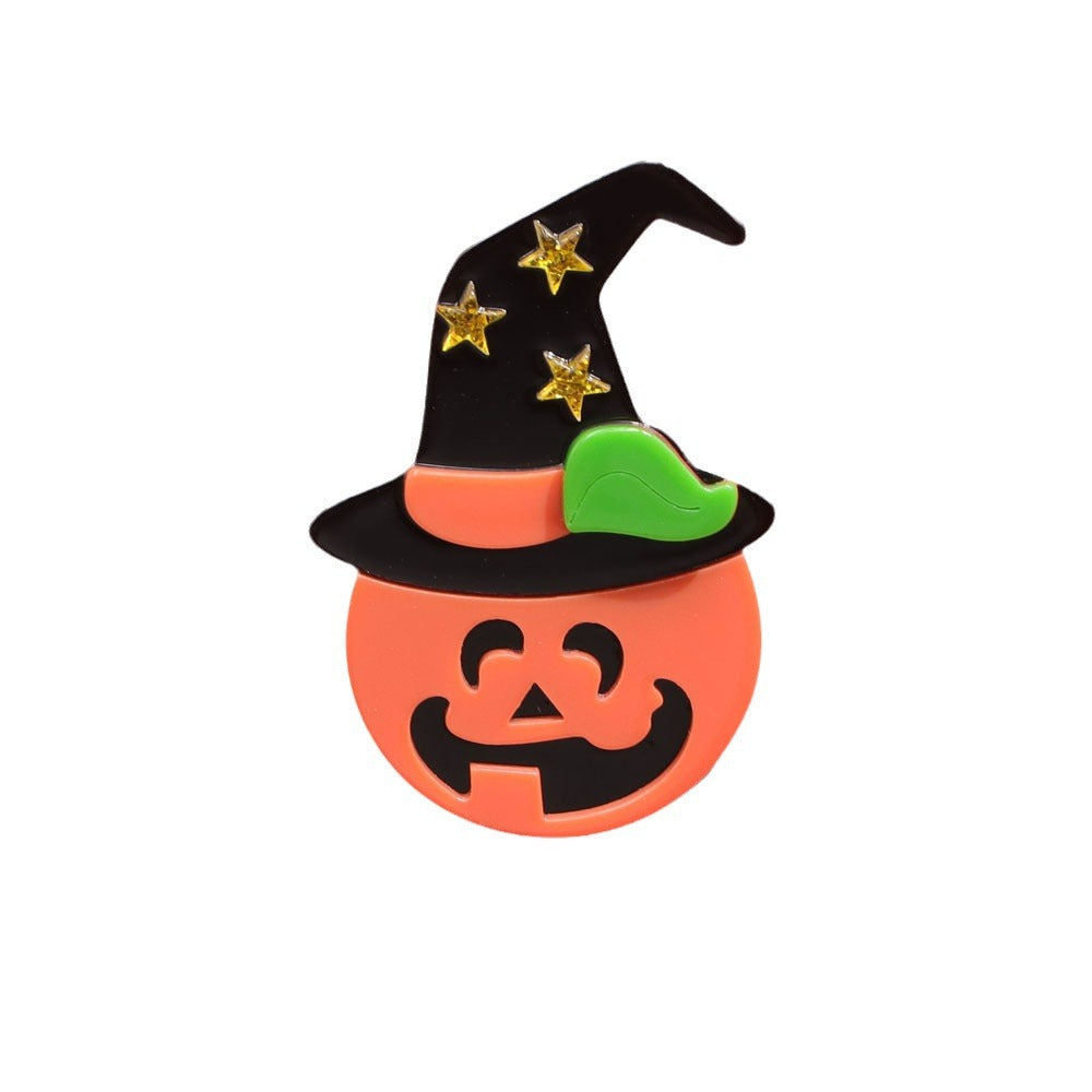 Halloween Pumpkin Ghost Acrylic Brooch PA5343