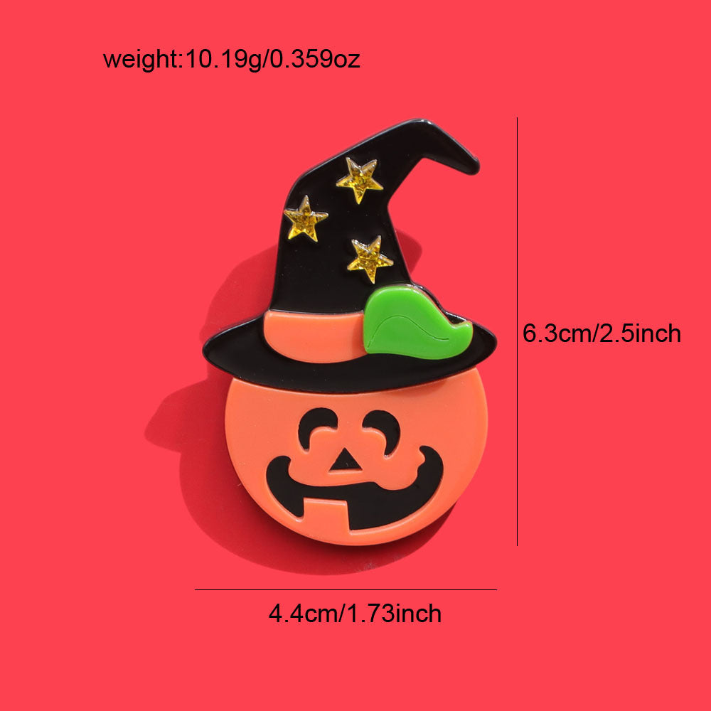 Halloween Pumpkin Ghost Acrylic Brooch PA5343