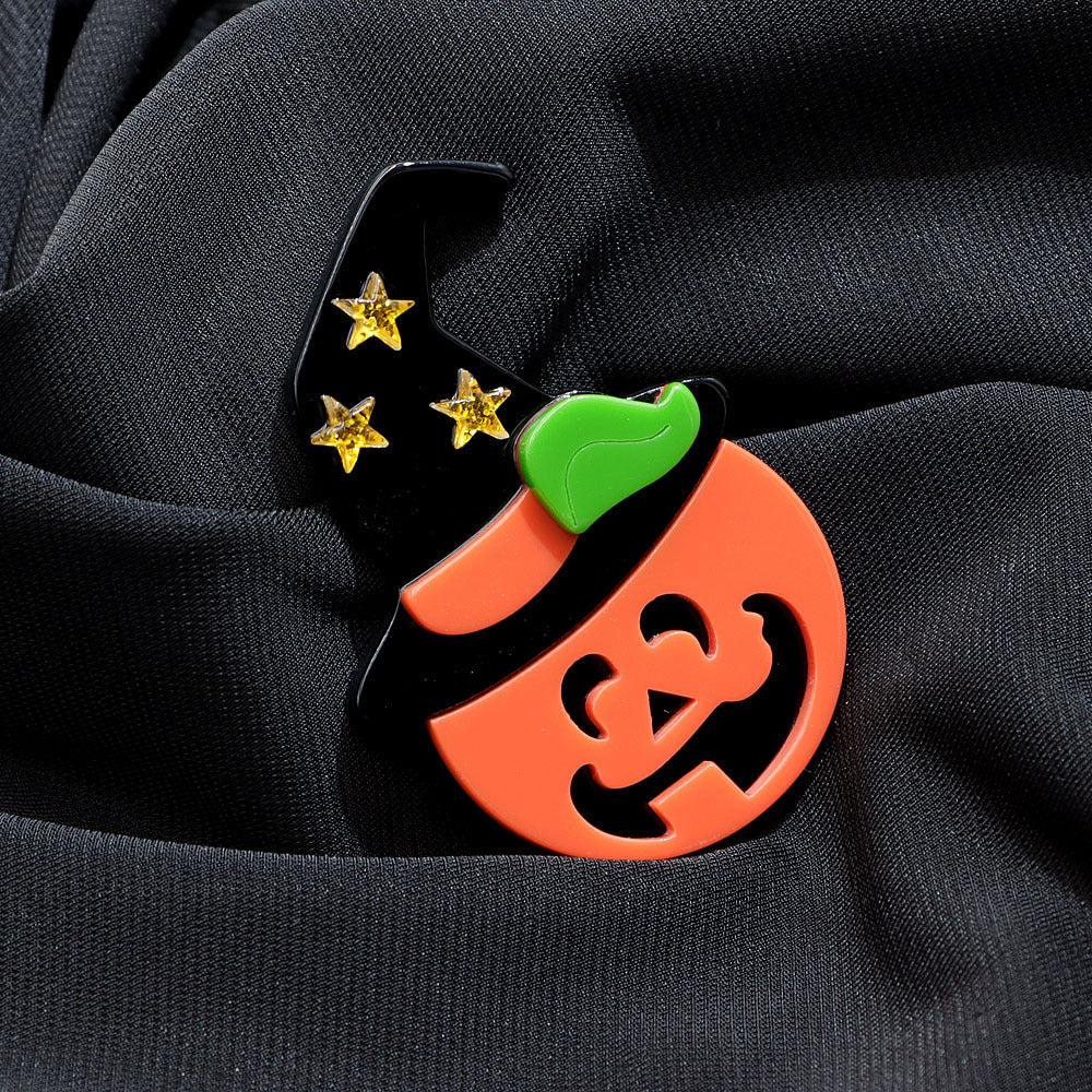 Halloween Pumpkin Ghost Acrylic Brooch PA5343