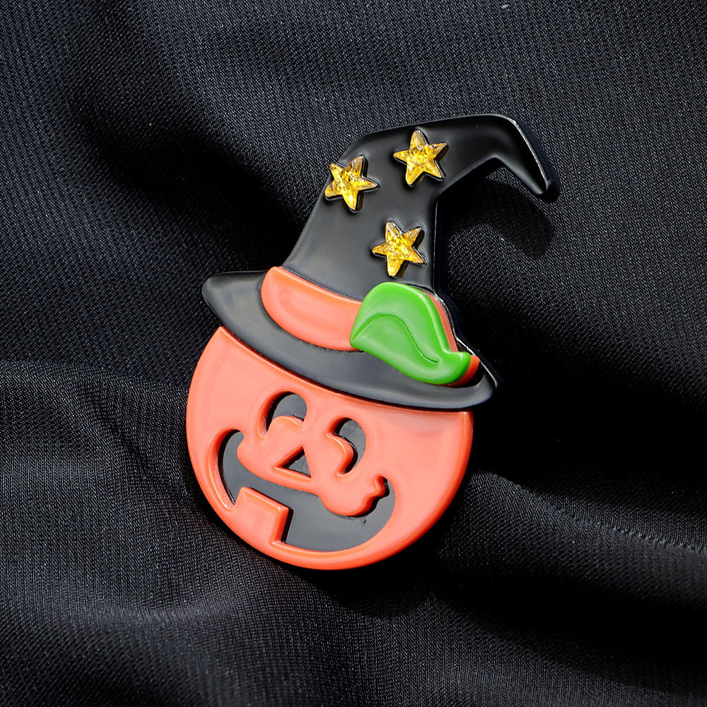 Halloween Pumpkin Ghost Acrylic Brooch PA5343