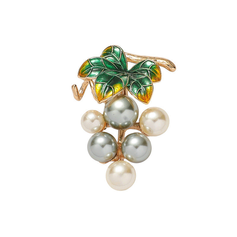 Simulated Pearl Fruit Grapes Brooch PA5351