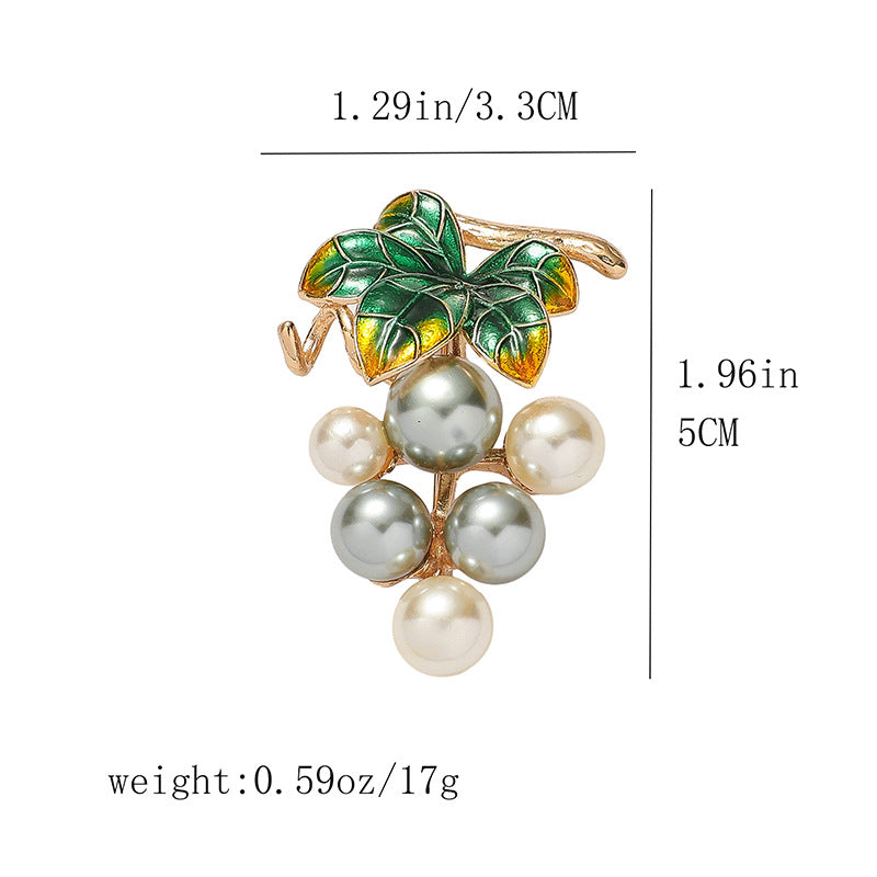 Simulated Pearl Fruit Grapes Brooch PA5351