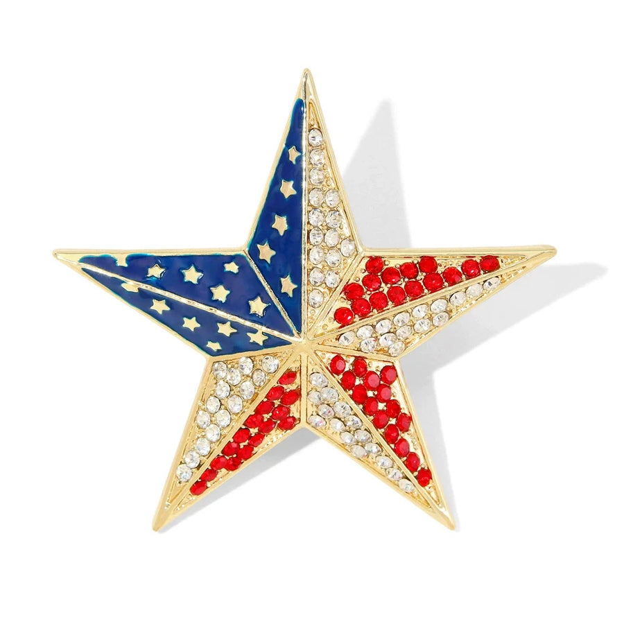 USA Star Rhinestone Brooch PA5446