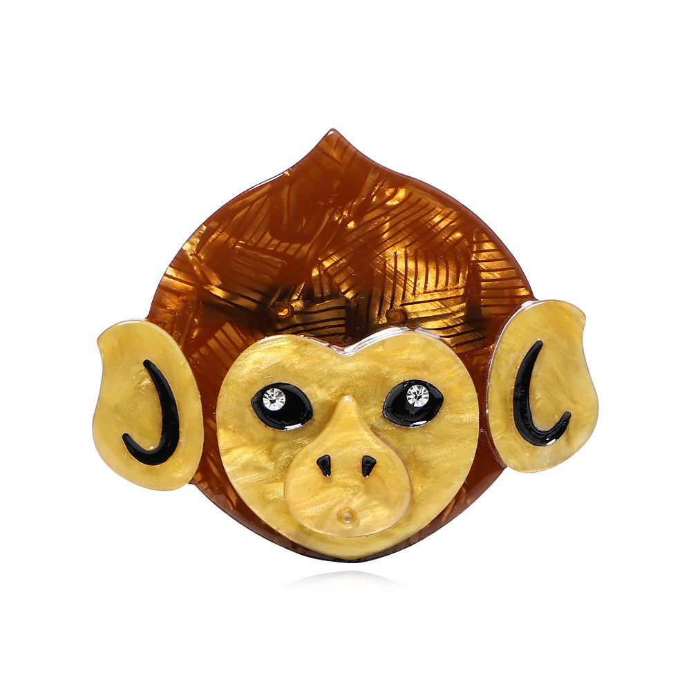 Monkey Head Alloy Acrylic Brooch PA5737