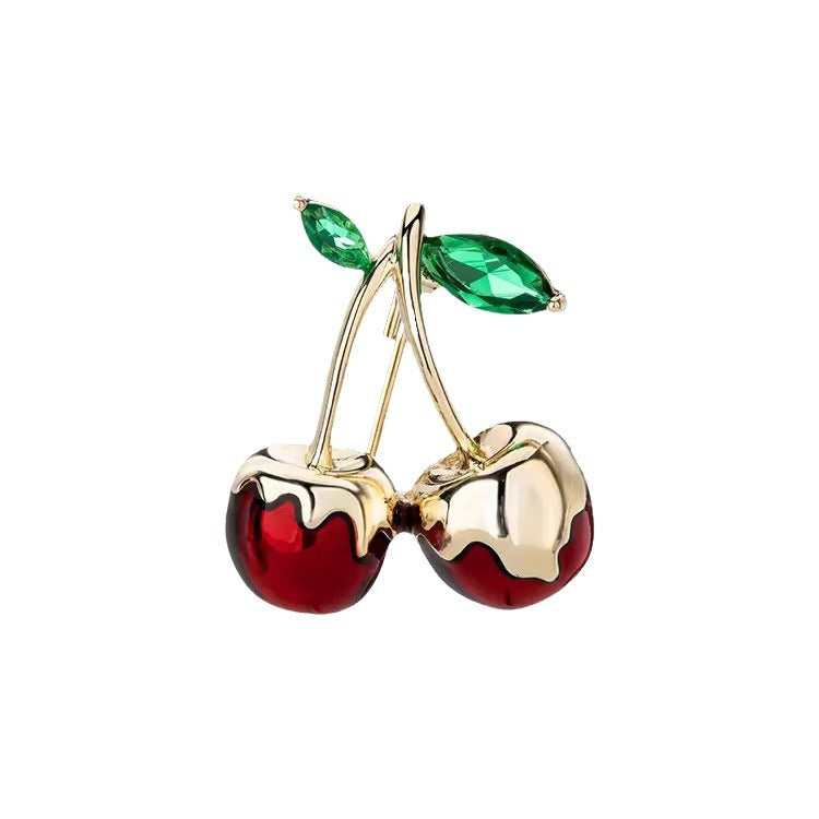Cherry Alloy Rhinestone Brooch PA5793