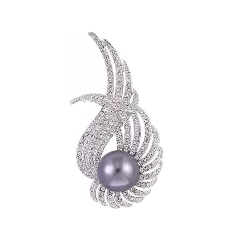 Wings Pearl Alloy Rhinestone Brooch PA5830