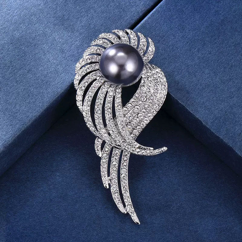 Wings Pearl Alloy Rhinestone Brooch PA5830 - view 4