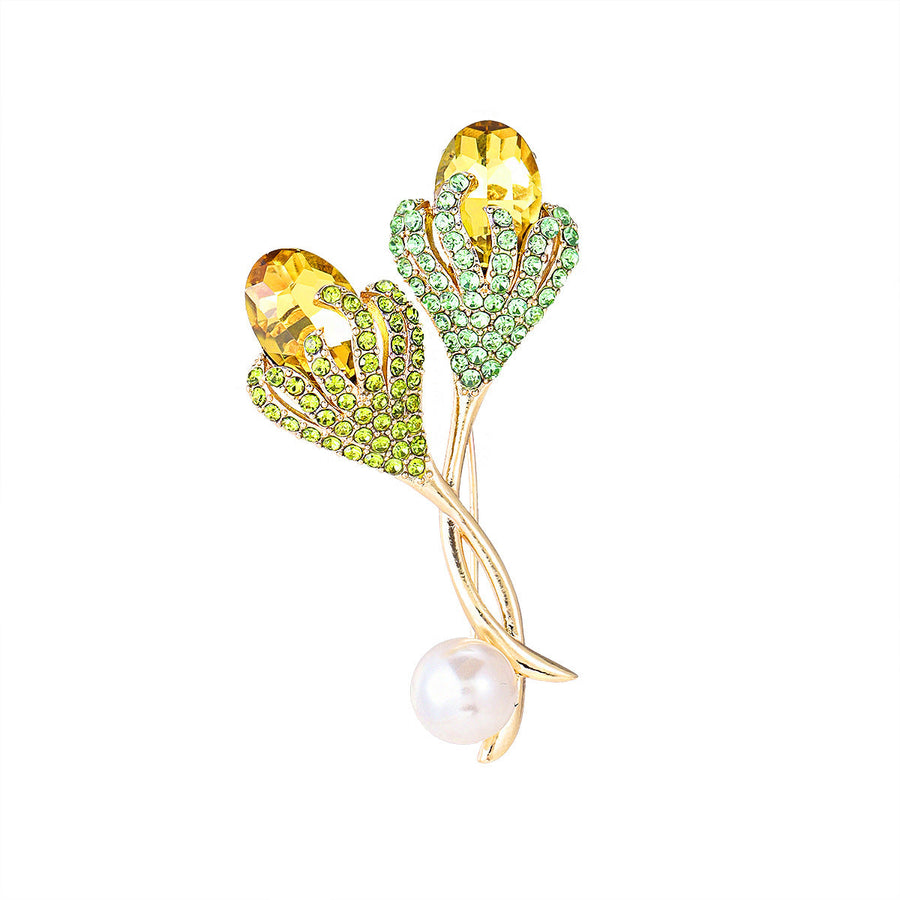 Tulip Alloy Crystal Rhinestone Brooch PA5889