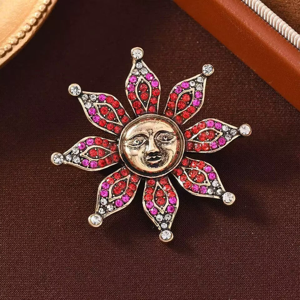 Sunflower Clown Alloy Rhinestone Brooch PA5925