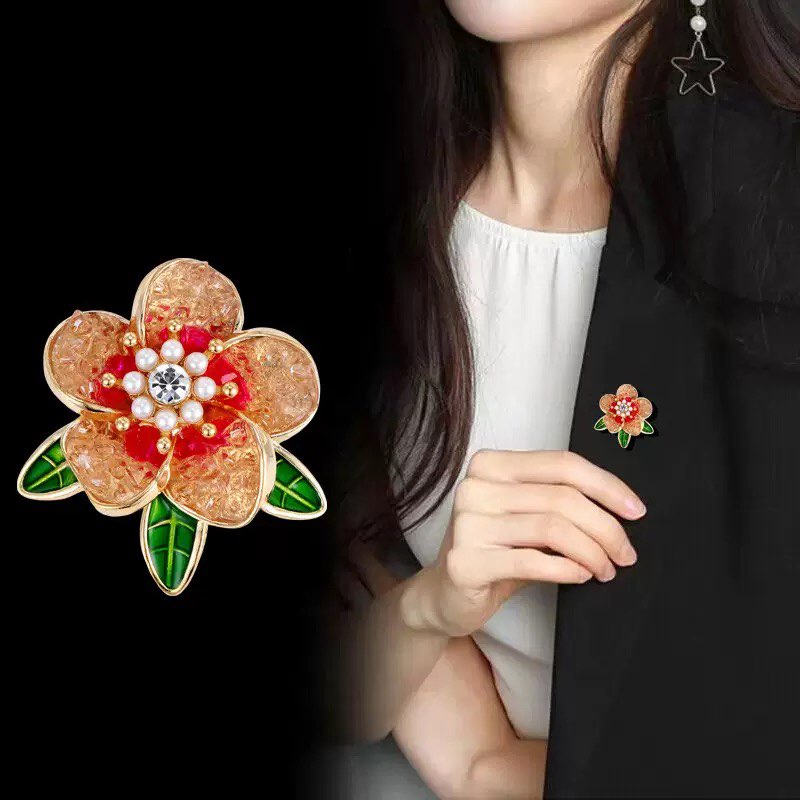Camellia Alloy Rhinestone Brooch PA5942