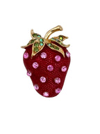 Strawberry Rhinestone-Embellished Alloy Brooch PA6019