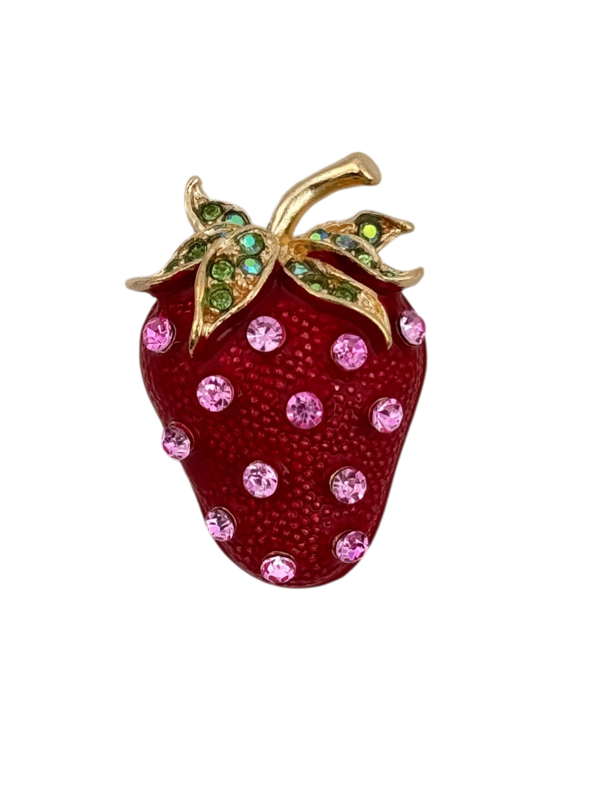 Strawberry Rhinestone-Embellished Alloy Brooch PA6019