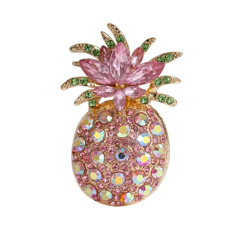 Pineapple Alloy Rhinestone Brooch PA6060