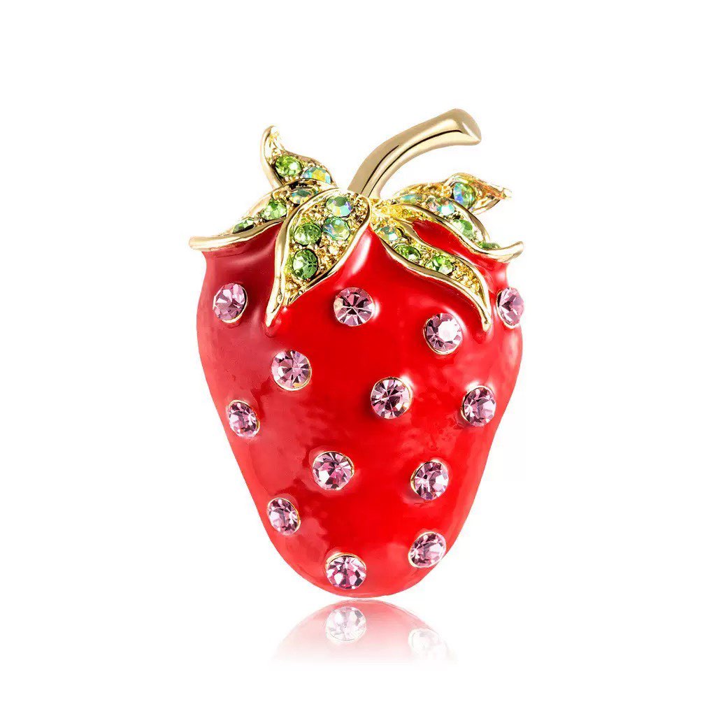 Strawberry Rhinestone-Embellished Alloy Brooch PA6019 - view 2