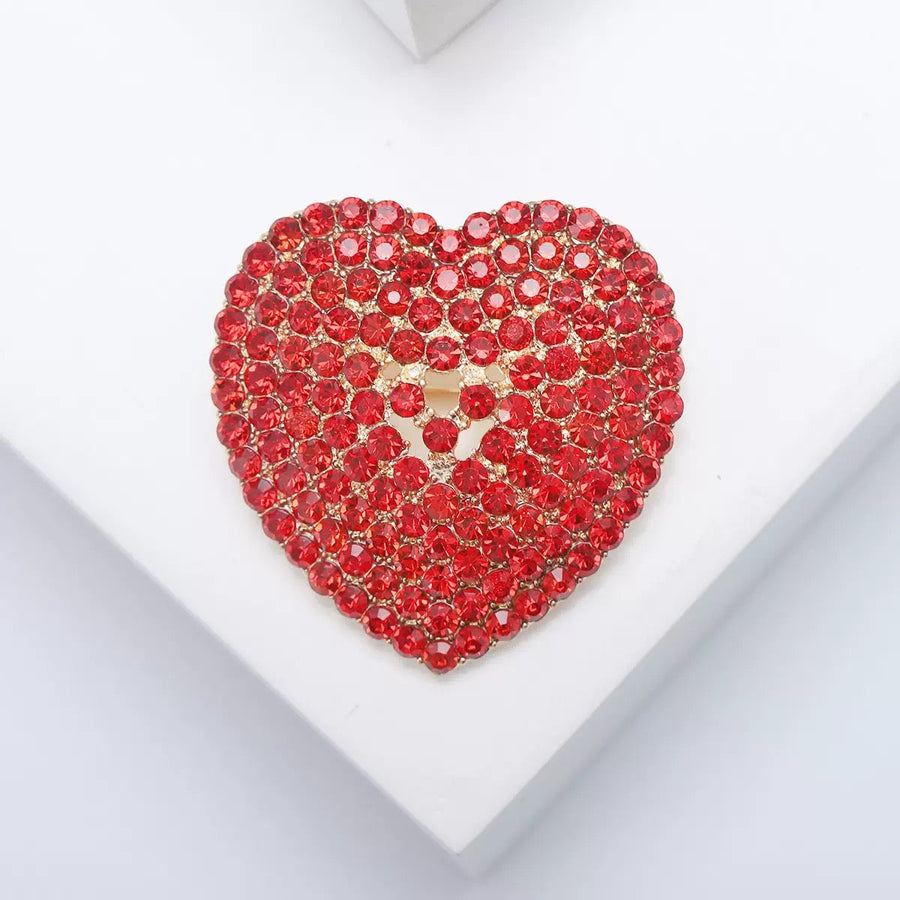 Heart-Shaped Alloy Rhinestone Brooch PA6140
