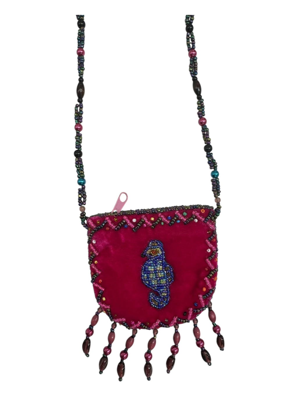 Seahorse Velvet Mini Necklace Charm Bag V0704-Seahorse - view 3