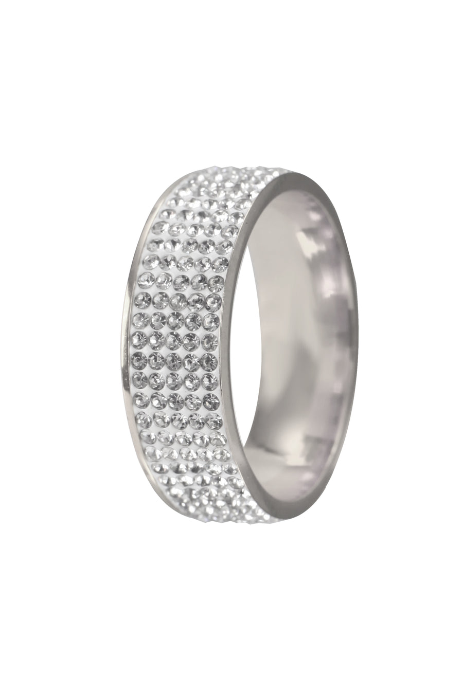 Rhinestone Stainless Steel Ring R1587-Silver