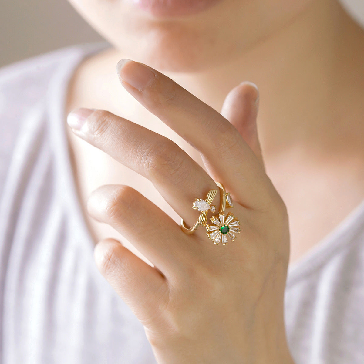 Daisy Cubic Zirconia Ring R2330 - view 6