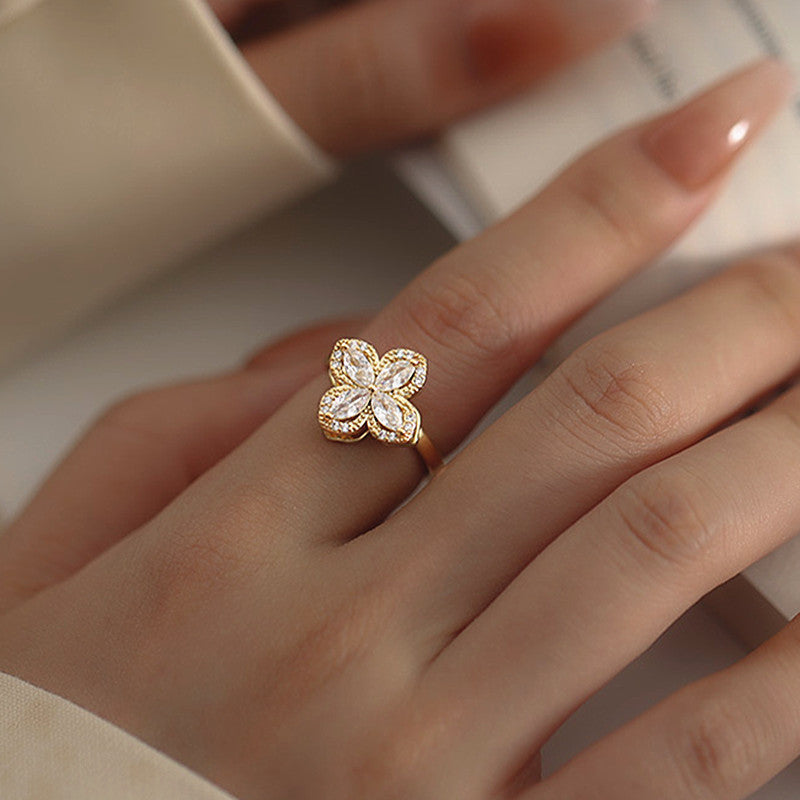 Flower Cubic Zirconia Ring R2386 - view 12