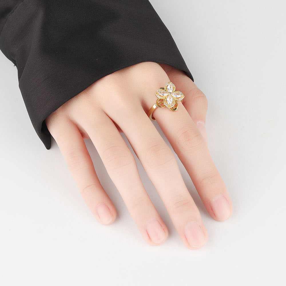 Flower Cubic Zirconia Ring R2386 - view 8