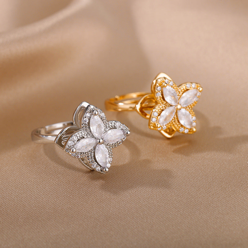 Flower Cubic Zirconia Ring R2386 - view 6